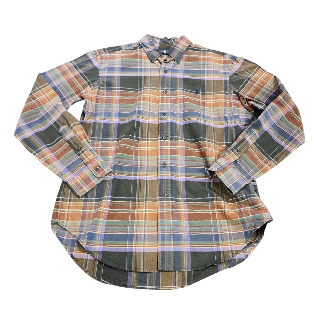 Ralph Lauren Shirt Mens M Multicolor Plaid Long Sleeve Button Classic Fit Casual